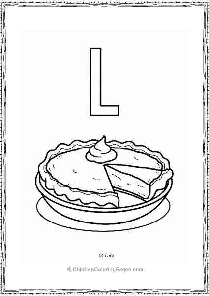 Lemon Pie On A Table Letter L Coloring Page Free PDF Printable