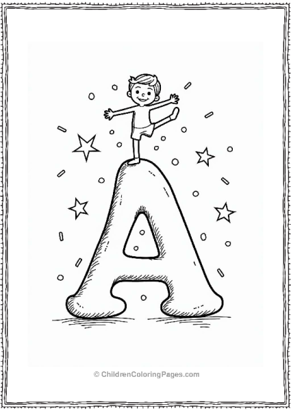 Letter A Acrobat Balancing With Stars Free PDF Printable