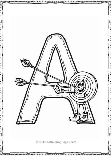 Letter A Archery Contest Coloring Page Free PDF Printable