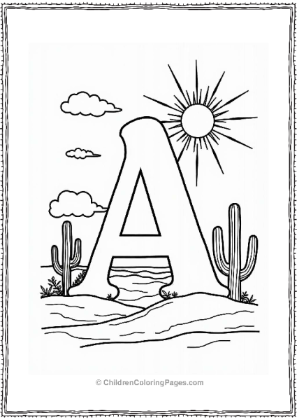 Letter A In A Desert Landscape Free PDF Printable