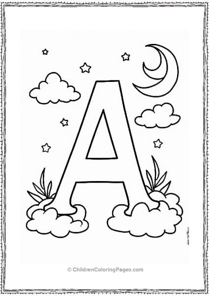 Letter A In A Starry Night Sky Free PDF Printable