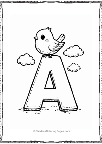 Letter A In Korean With A Cheerful Bird Free PDF Printable