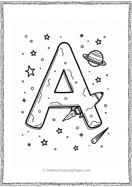 Letter A In Outer Space Free PDF Printable