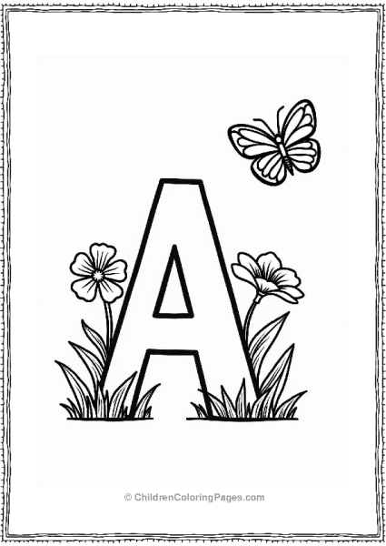 Letter A In Thai With Flowers And Butterfly Free PDF Printable