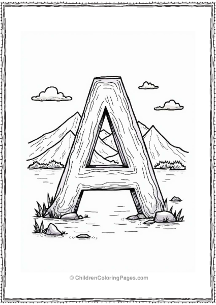 Letter A Mountain Lake View Free PDF Printable