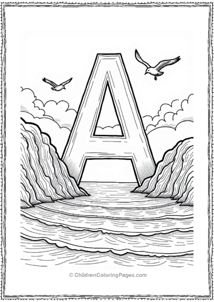 Letter A Over Coastal Cliffs Free PDF Printable