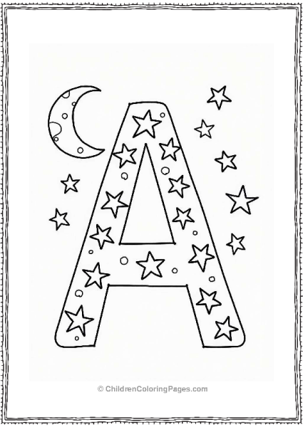 Letter A Surrounded By Stars Free PDF Printable