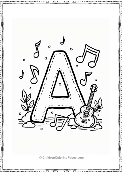 Letter A With Musical Notes Free PDF Printable