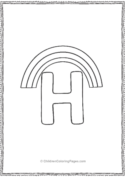 Letter H With A Simple Rainbow Free PDF Printable