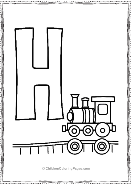 Letter H With A Simple Train Free PDF Printable