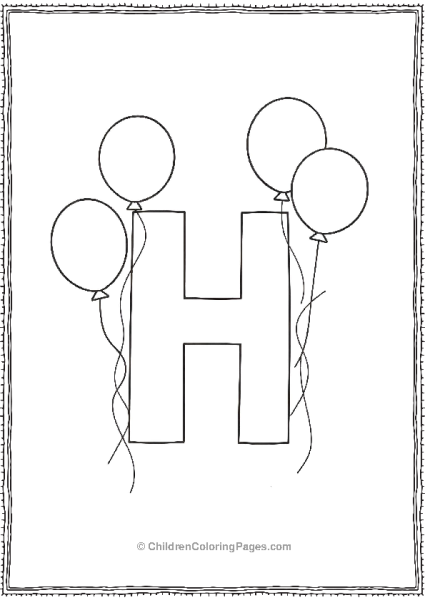 Letter H With Balloons Free PDF Printable