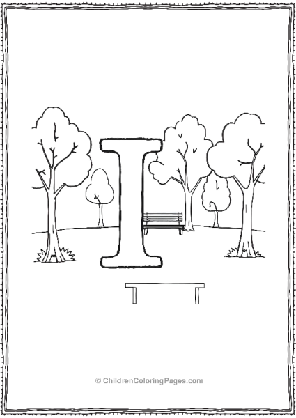 Letter I In A Simple Park Scene Free PDF Printable