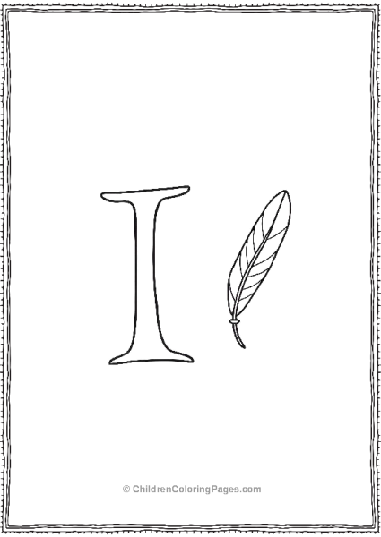 Letter I With Floating Feathers Free PDF Printable