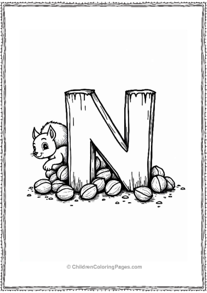 Letter N Among Nuts And A Squirrel Free PDF Printable