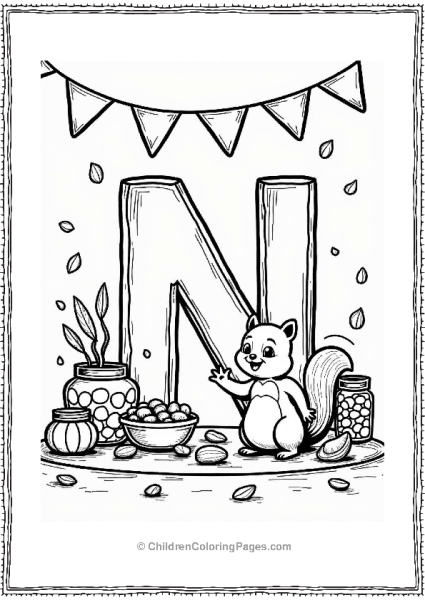 Letter N At Nut Festival With Chipmunk Free PDF Printable