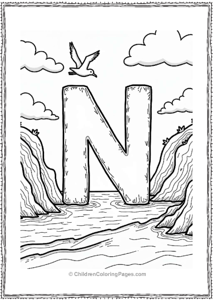 Letter N In A Coastal Scene Free PDF Printable