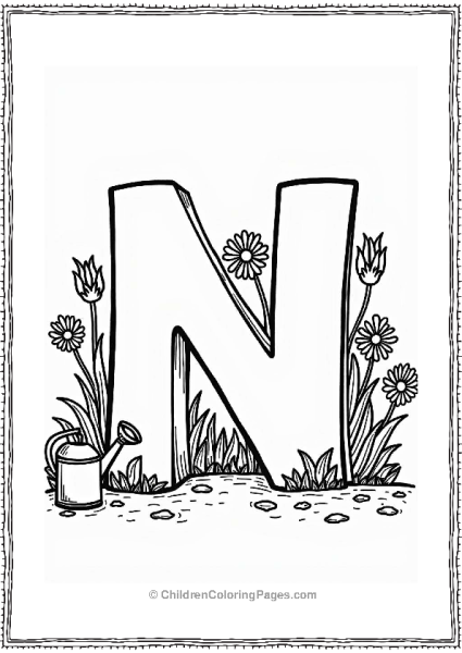 Letter N In A Colorful Garden Free PDF Printable