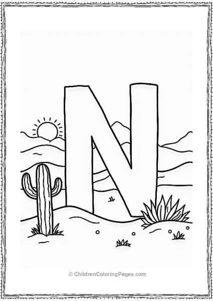 Letter N In A Desert Landscape Free PDF Printable