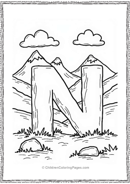 Letter N Mountain Scene Free PDF Printable