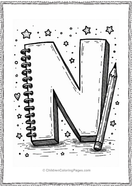 Letter N Notebook And Pencil Free PDF Printable