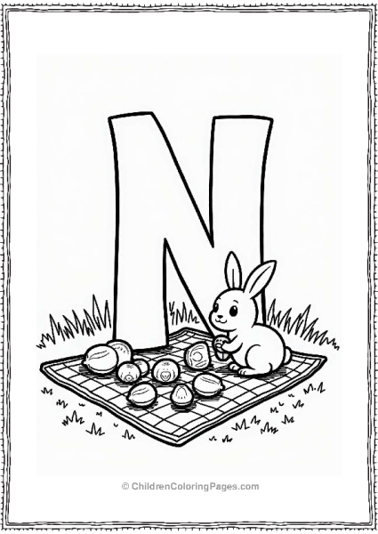 Letter N On A Picnic Blanket Free PDF Printable