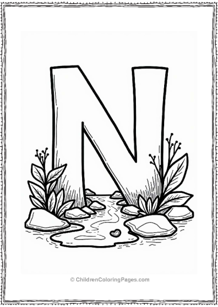 Letter N With Natural Elements Free PDF Printable