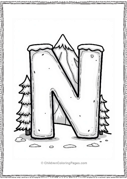 Letter N With Snowy Mountain Free PDF Printable