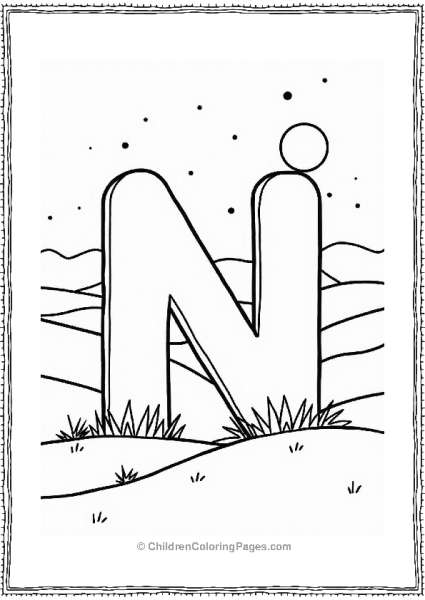 Letter N With Sunset Background Free PDF Printable