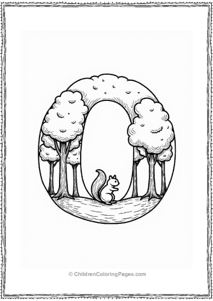 Letter O Illustrated With Trees And A Squirrel Free PDF Printable