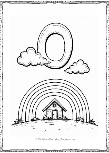 Letter O With Rainbow Over House Free PDF Printable