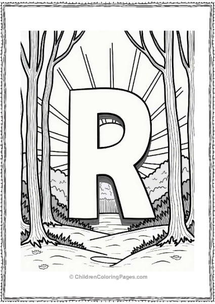 Letter R In A Forest Sunset Free PDF Printable