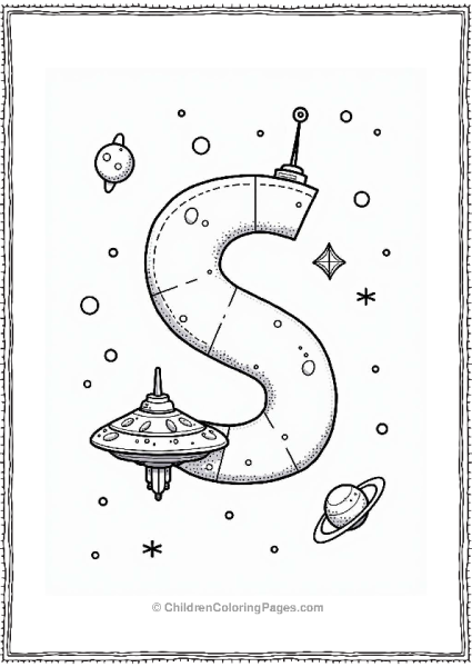 Letter S Space Station Among Stars Free PDF Printable