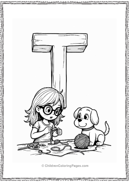Letter T Character Crafting With Puppy Free PDF Printable
