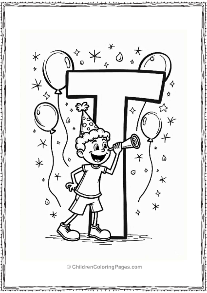 Letter T Time To Celebrate Party Free PDF Printable