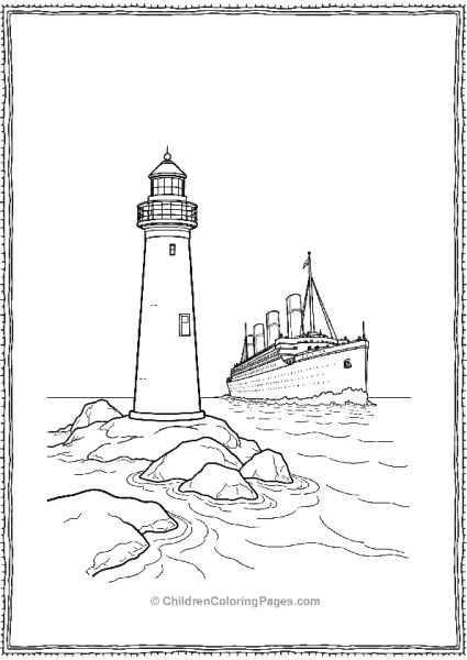 Lighthouse Shining With Titanic In Back Free PDF Printable