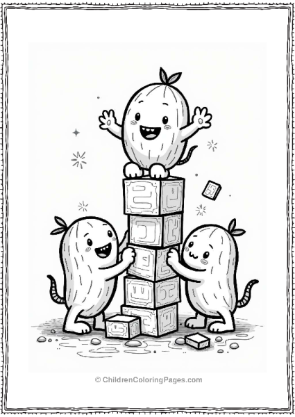 Little Boy And Friends Building A Block Tower Free PDF Printable