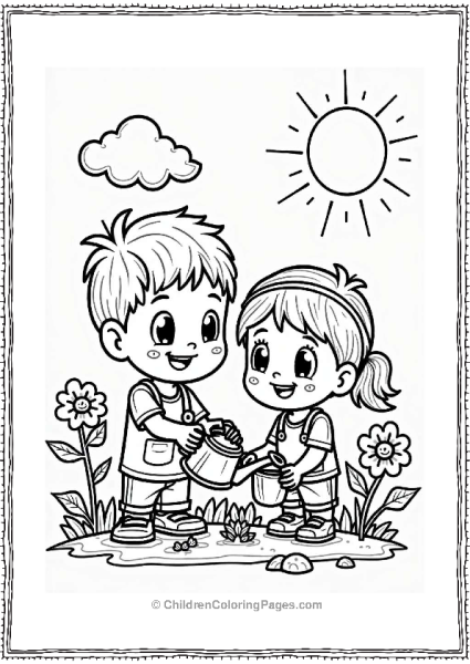 Little Boy And Friends Gardening Free PDF Printable