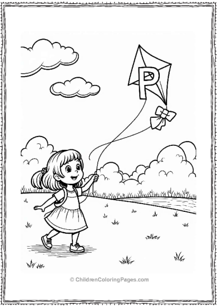 Little Girl Flying A Kite In The Park Free PDF Printable