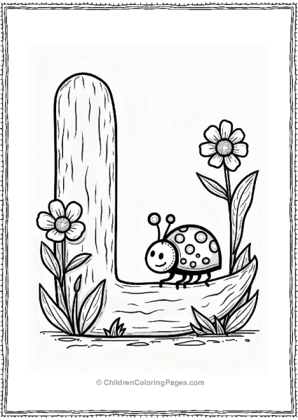 Little Ladybug On A Leaf Letter L Coloring Page Free PDF Printable