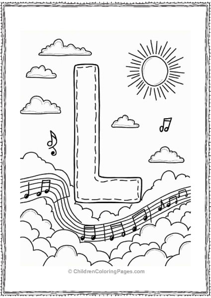 Lively Lyrics In The Sunny Sky Letter L Coloring Page Free PDF Printable