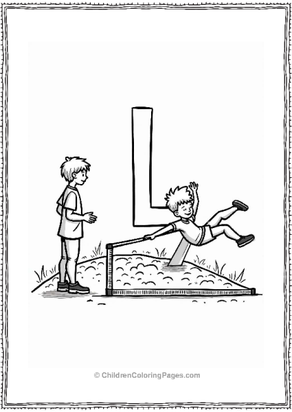 Long Jump Letter L Coloring Page Free PDF Printable