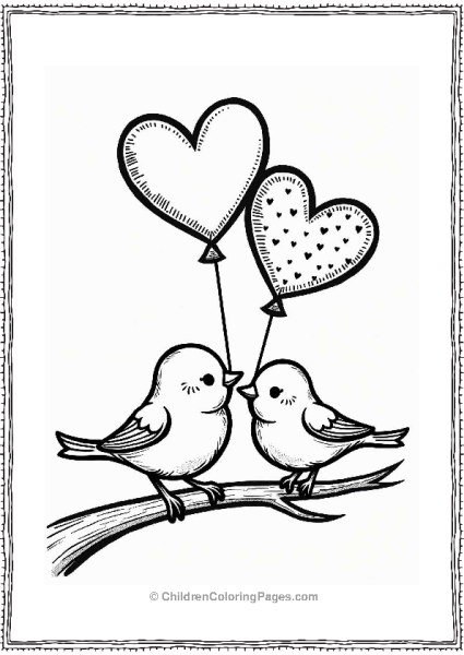Love Birds With Heart Valentine’s Balloons Free PDF Printable