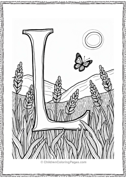 Lovely Lavender Field At Sunset Letter L Coloring Page Free PDF Printable