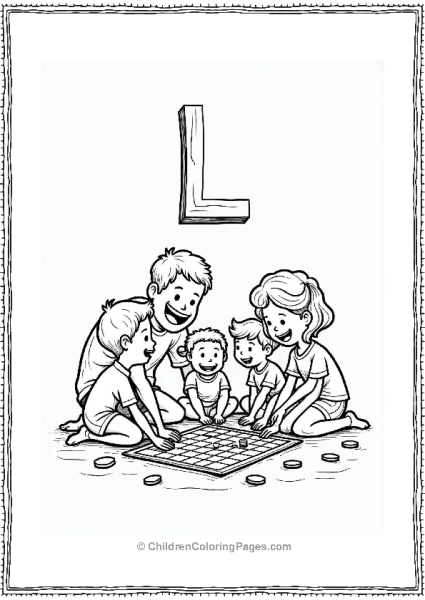 Loving Family Game Night Letter L Coloring Page Free PDF Printable