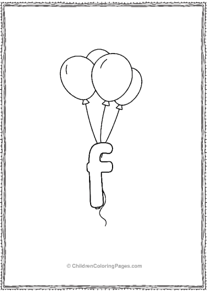 Lowercase Letter F With Floating Balloons Free PDF Printable