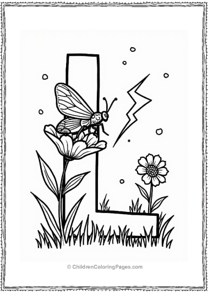 Luminous Lightning Bug On A Flower Stem Letter L Coloring Page Free PDF Printable