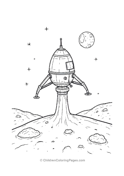 Lunar Lander Rocket Descensing Free PDF Printable