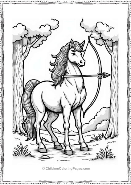 Majestic Centaur In A Forest Clearing Tattoo Coloring Page Free PDF Printable