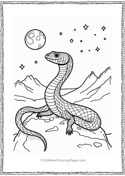 Majestic Snake Under The Moon And Stars Free PDF Printable