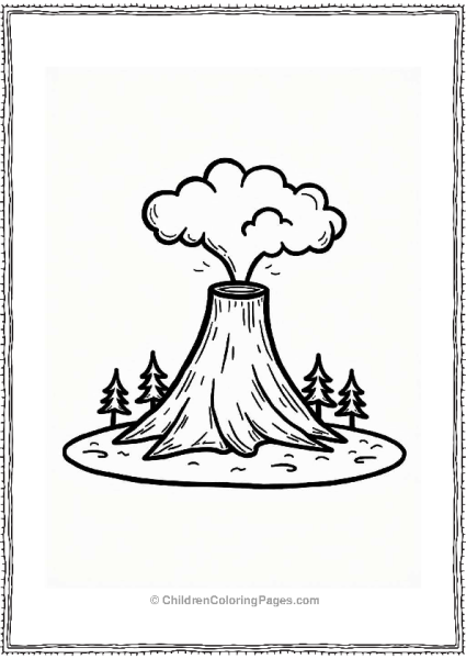 Majestic Volcano Island Illustration Free PDF Printable